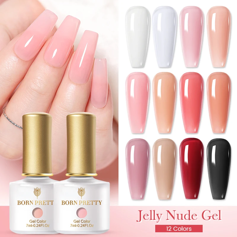 Полупрозрачный розовый полуперманентный Гель-лак для ногтей BORN PRETTY Желейный