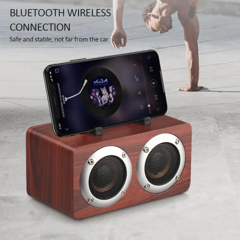 

Stand Sleek Stylish High-quality Sound Durable Convenient Wood Grain Bluetooth Speaker Portable Wireless Speaker With Stand