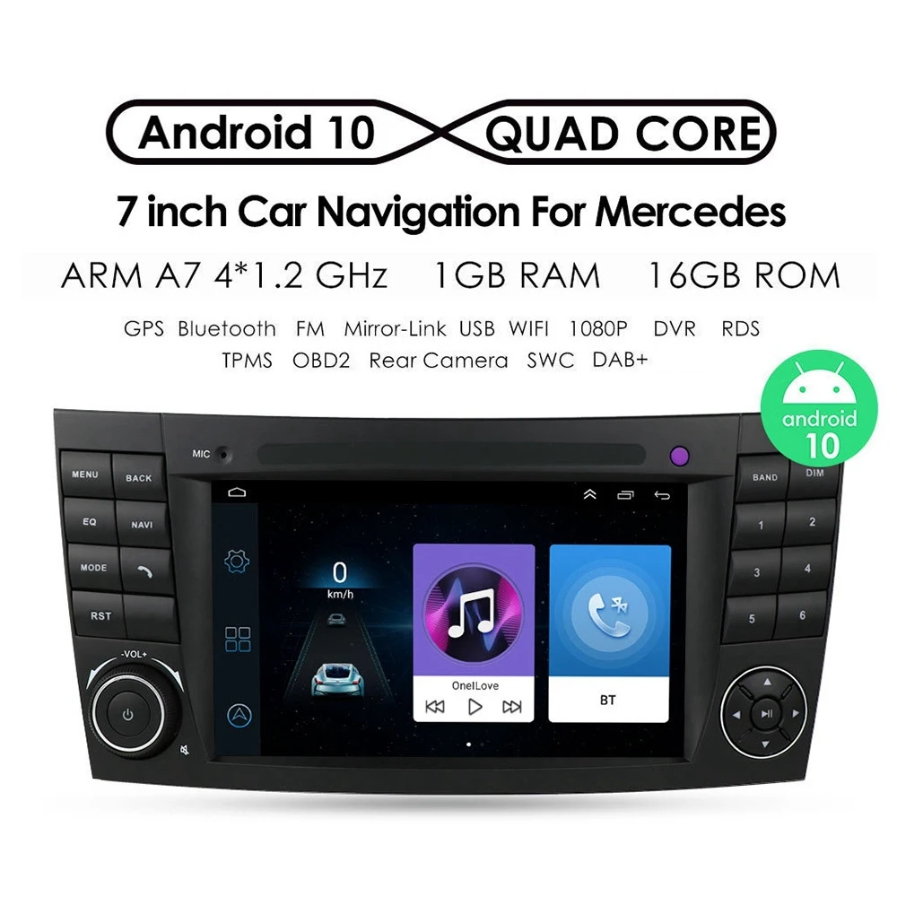 

Для Mercedes Benz W211 2002-2009 Android 10 четырехъядерный автомобильный медиаплеер радио GPS WIFI Bluetooth управление рулевым колесом