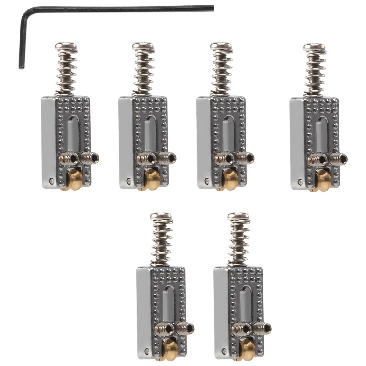 6 Roller Bridge Tremolo Saddles With Wrench For Fender Strat Tele Electric Guitar Chrome Color