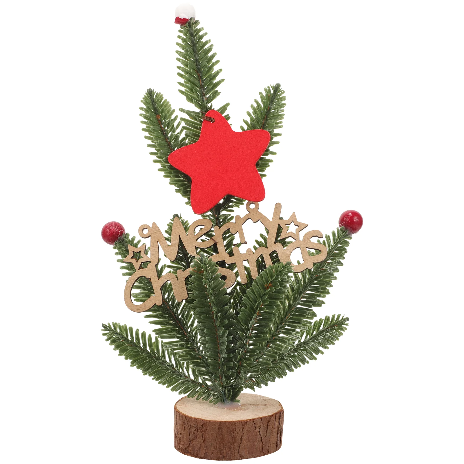 

Christmas Table Decor Wooden Tree Modeling Home Xmas Decorations Lovely Adorn Pine Needles Adornment