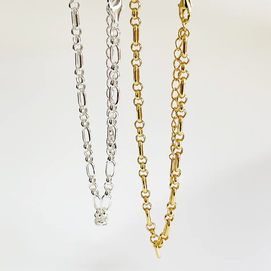 

18K Gold 100% Authentic 925 Sterling silver Bold Chain Choker Necklace Punk Gothic TLX2146