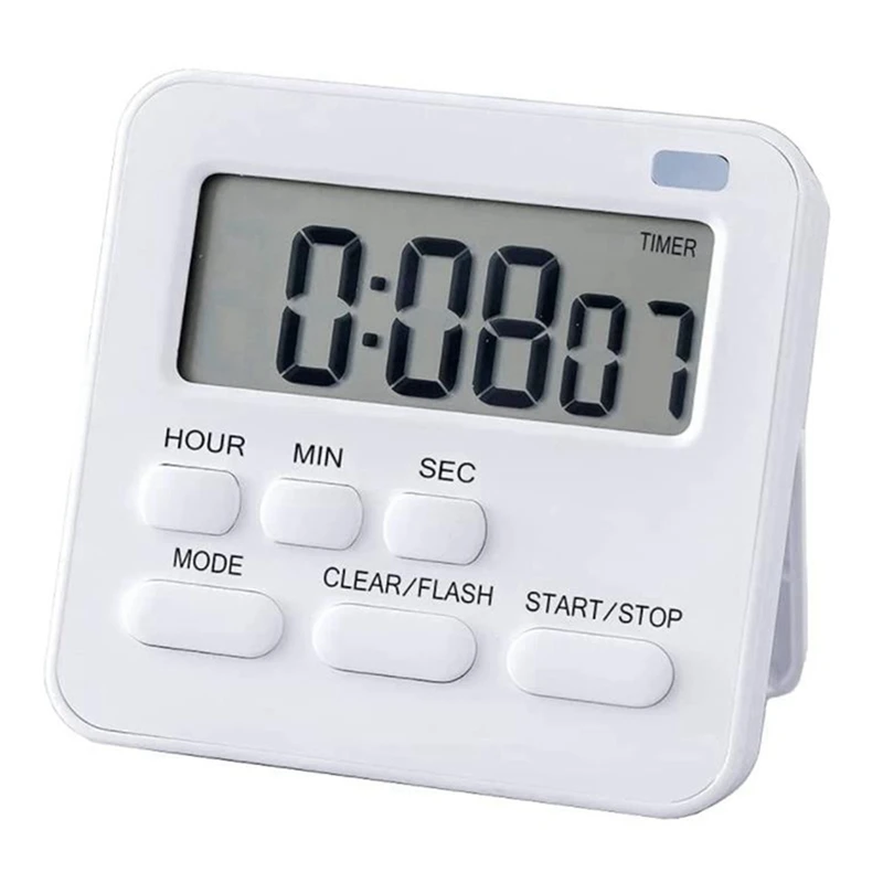 4X Kitchen Timer,Egg Timer With Clock,Digital Timer Stopwatch With LCD Loud Alarm For Cooking,Baking,Sports,Learning,Etc