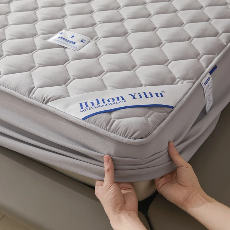 

Waterproof Bed Fitted Sheet Solid Color Layered Mattress Cover Soft Non-slip Bedding Mattress Protector Cotton Bed Pad Cover