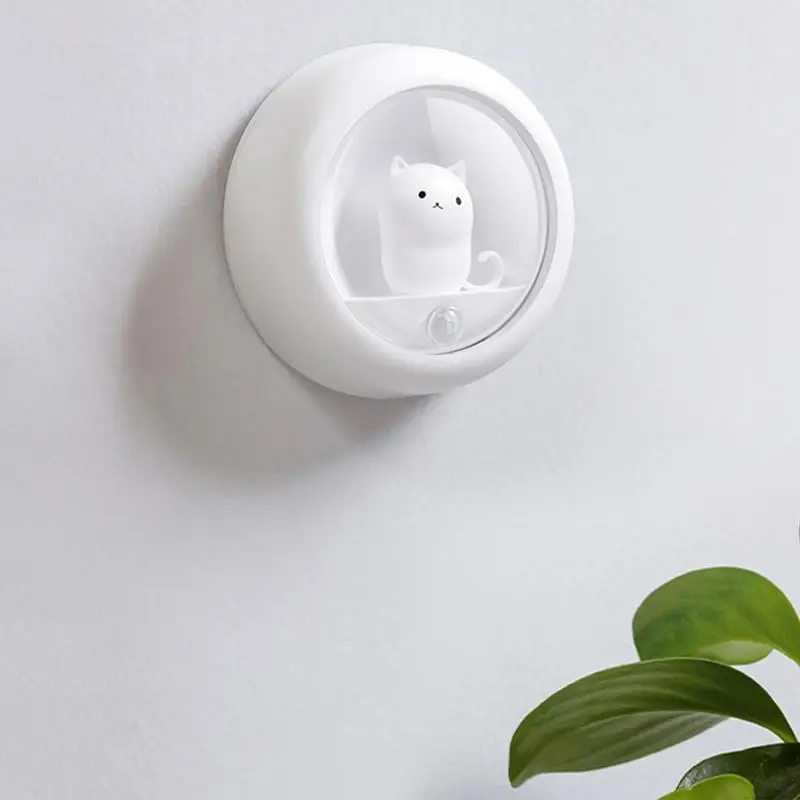 

1PC Led Nightlight USB Charging Corridor Human Induction Lamp Wardrobe Bedroom Bedside Table Lamp Creative Gift White Cat Lights