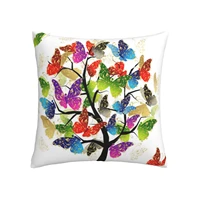 mothers day colorful butterfly tree of life square pillowcase polyester hidden zipper bed sofa living room gifts for mom 18x18
