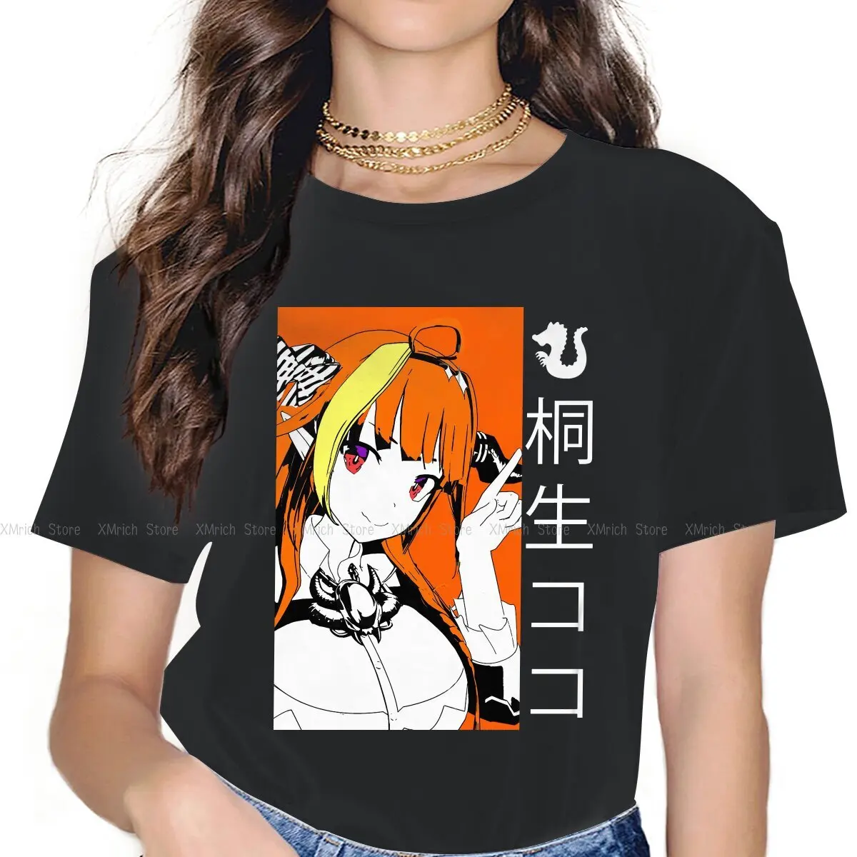 

Vintage Kiryu Coco T-Shirts Women O Neck 100% Cotton T Shirts Hololive VTuber Short Sleeve Tee Shirt 4XL 5XL Clothing