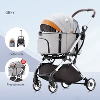 aluminum tube pet stroller carrier for dogs portable foldable detachable cat handbag dog cart travel cage with free raincover