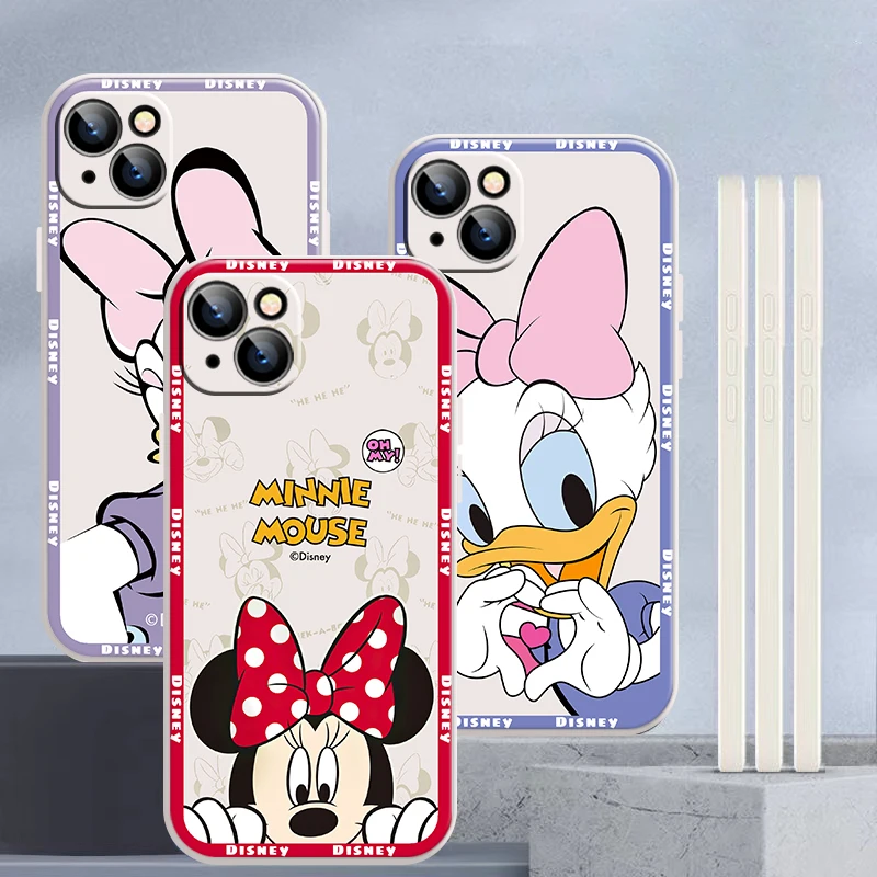

Disney Minnie Mickey Mouse Phone Case For iPhone 13 12 11 Pro Max Mini X XR XS Max 6 6S 7 8 Plus White Coque Black Soft