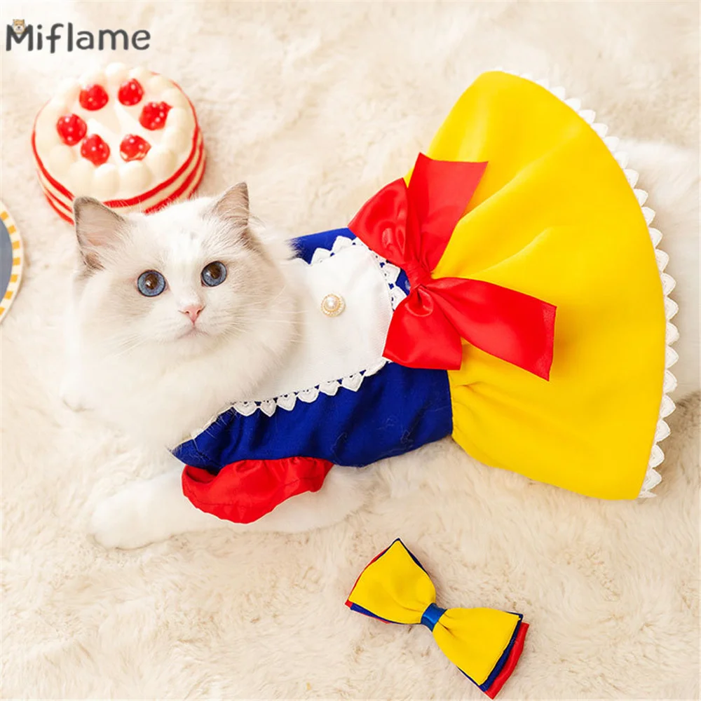 

Miflame Winter Small Dogs Dress Party Birthday Pets Costume Bowtie Princess Dress For Dogs Clothing Sweet Pets Cat Warm Outfits