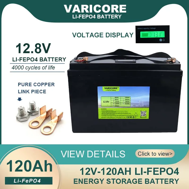 

12V 180Ah 120Ah 100Ah LiFePO4 battery 12.8V Lithium iron phospha For RV Campers Golf Cart Off-Road Solar Wind With BMS Tax Free