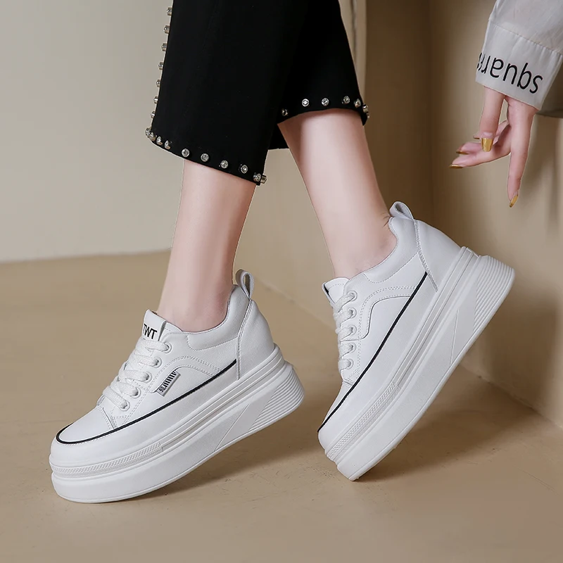 

Increas Height Women Shoes Autumn Wedge Basket 2023 Round Toe Casual Female Sneakers Flats All-Match Clogs Platform Fall Sports