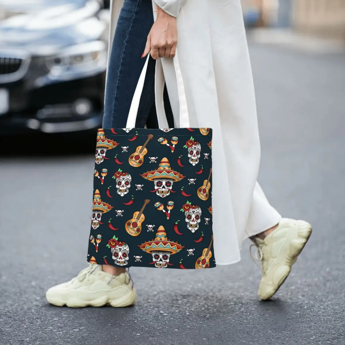Mexicans Scarf Women Canvas Handbag Large Capacity Shopper Bag Tote Bag withSmall Shoulder Bag
