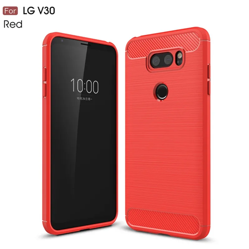 Shockproof Case For LG V30 Silicone Brushed Cases Soft Phone Cover for lg v30 lgv30 Carbon Fiber Case images - 6