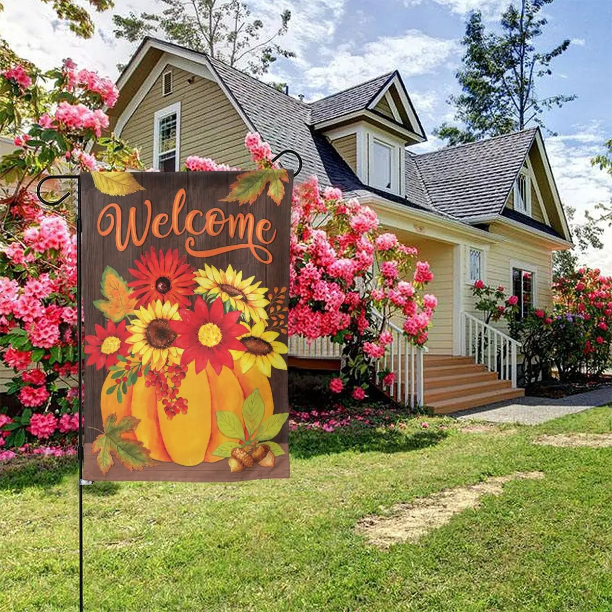 

Briarwood Lane Pumpkin Bouquet Fall Double-Sided Flag,Outdoor Decoration Flag,Courtyard Flag