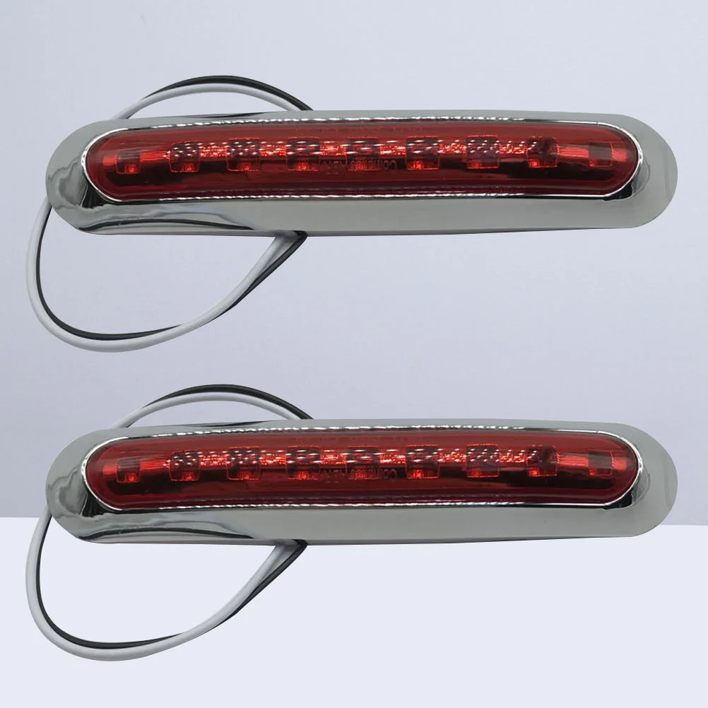 

1 Pair 10-30V 9 LEDs Electroplate Side Marker Lights Waterproof Indicator Lamps for Truck Trailer Caravan (Red)