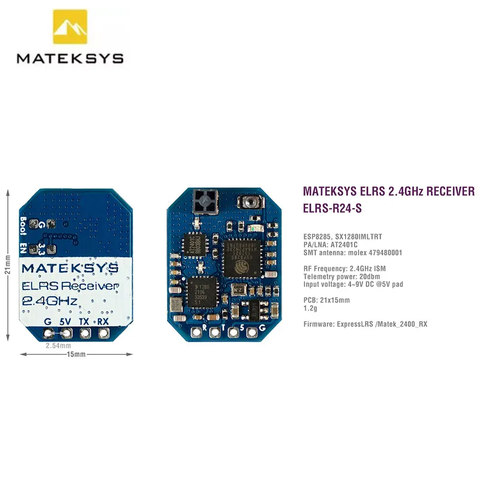 Приемник MATEK R24D R24S ELRS 2 4G ExpressLRS CRSF для радиоуправляемых FPV гоночных мини-дронов