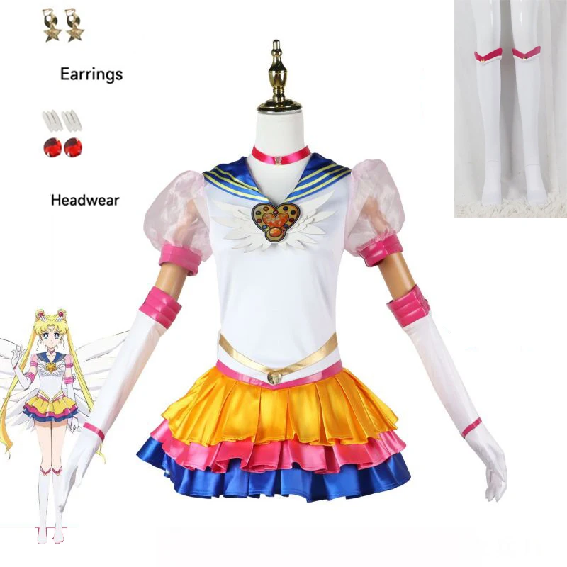 

Anime Tsukino Usagi Cosplay Costume Theater Edition Eternal Princess Serenity Sailor Uniform Skirts Moon Combat Dress