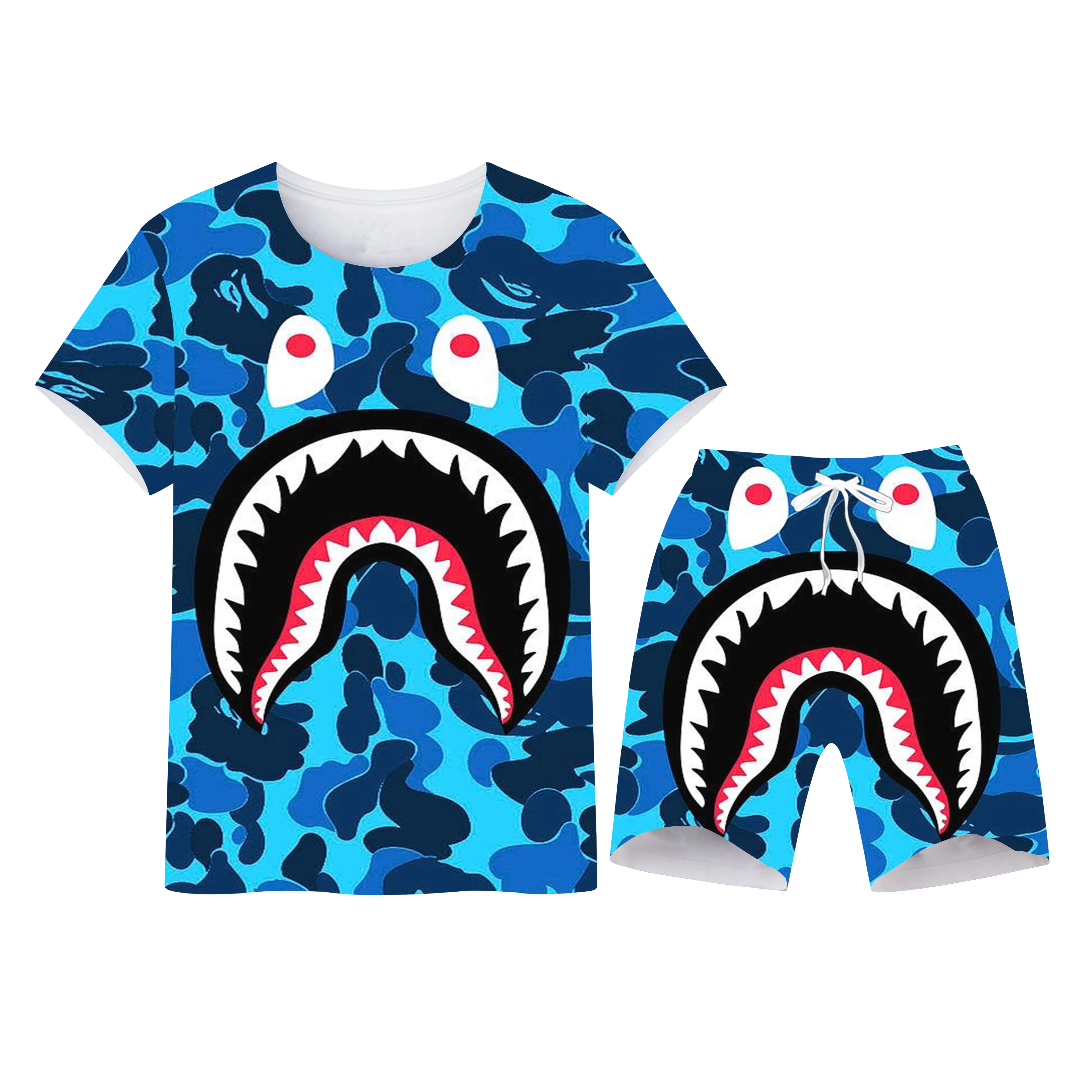 

Men's Sportswear 2022 Summer 3D Expression Printing New Short Sleeve Fitness Shorts T-Shirt Sports Two-piece Men's Jogging Suit