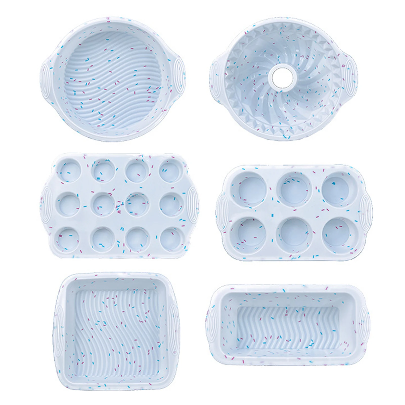 

6pcs/set Cupcake Bread Soft Silicone Reusable With Handles Heat Resistant Non Stick Easy Clean Cake Mold Anti Scald Bakeware
