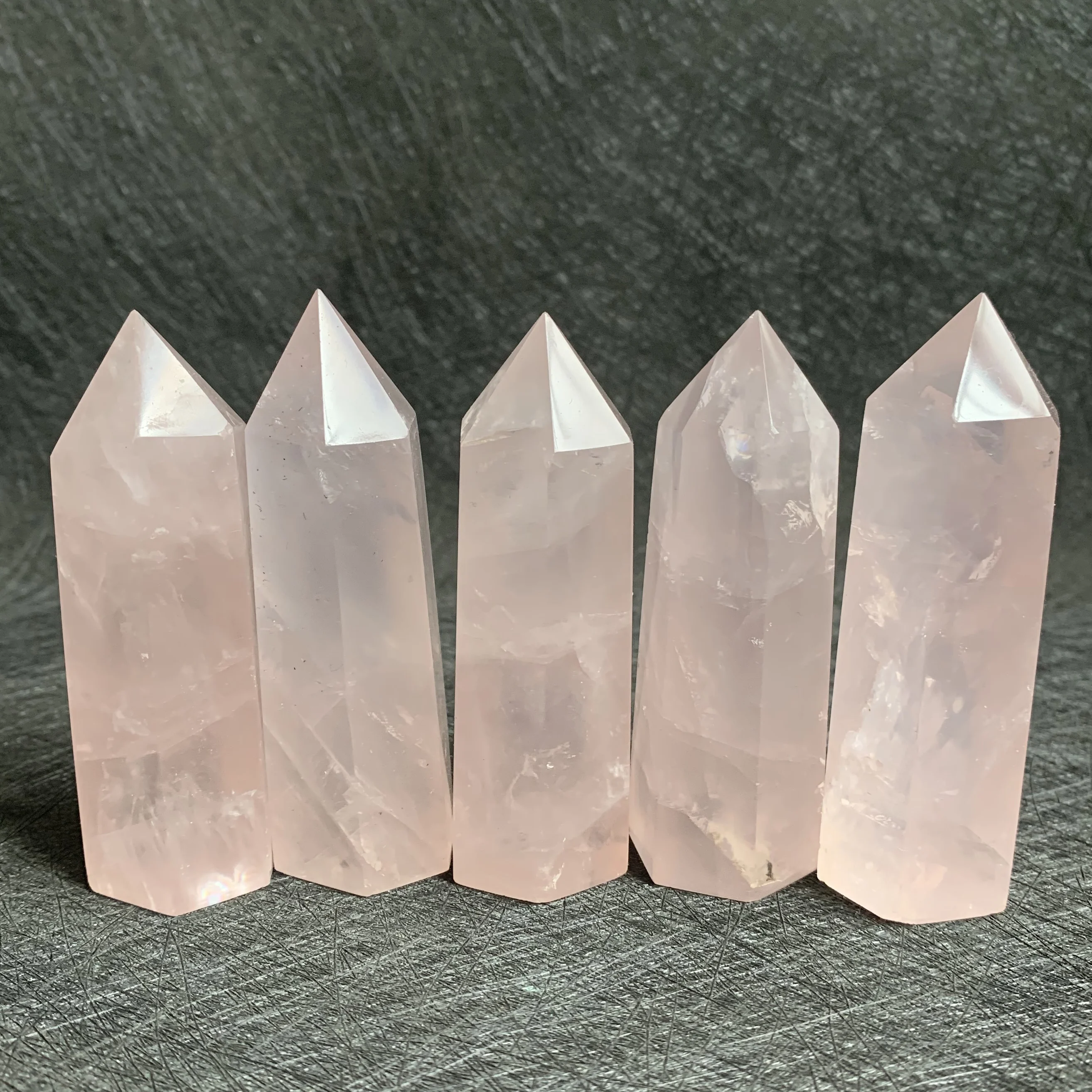 

Natural Rose Quartz Wand Crystal Tower Quartz Obelisk Point Decor Polished Healing Divination Feng Shui Reiki