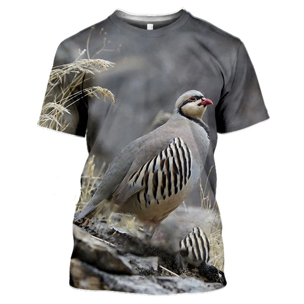 

Summer 2022 Men's 3d Printed Harajuku Animal Hunt Partridge Stylish Casual T-shirt Chuukar Short Sleeve Streetwear Unise