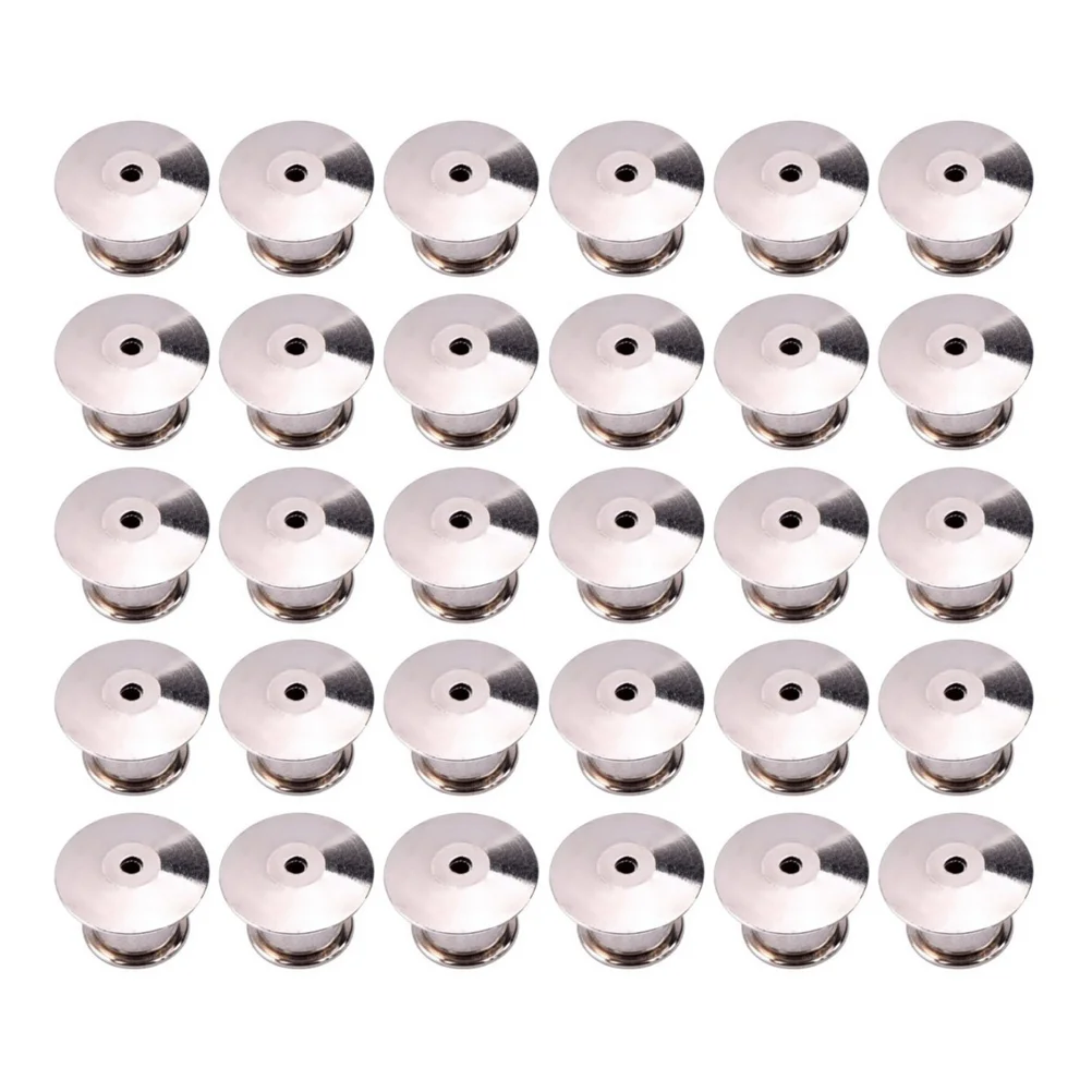 

30PCS Durable Metal Flat Locking Pin Backs Brooch Badge Accessories (Silver)