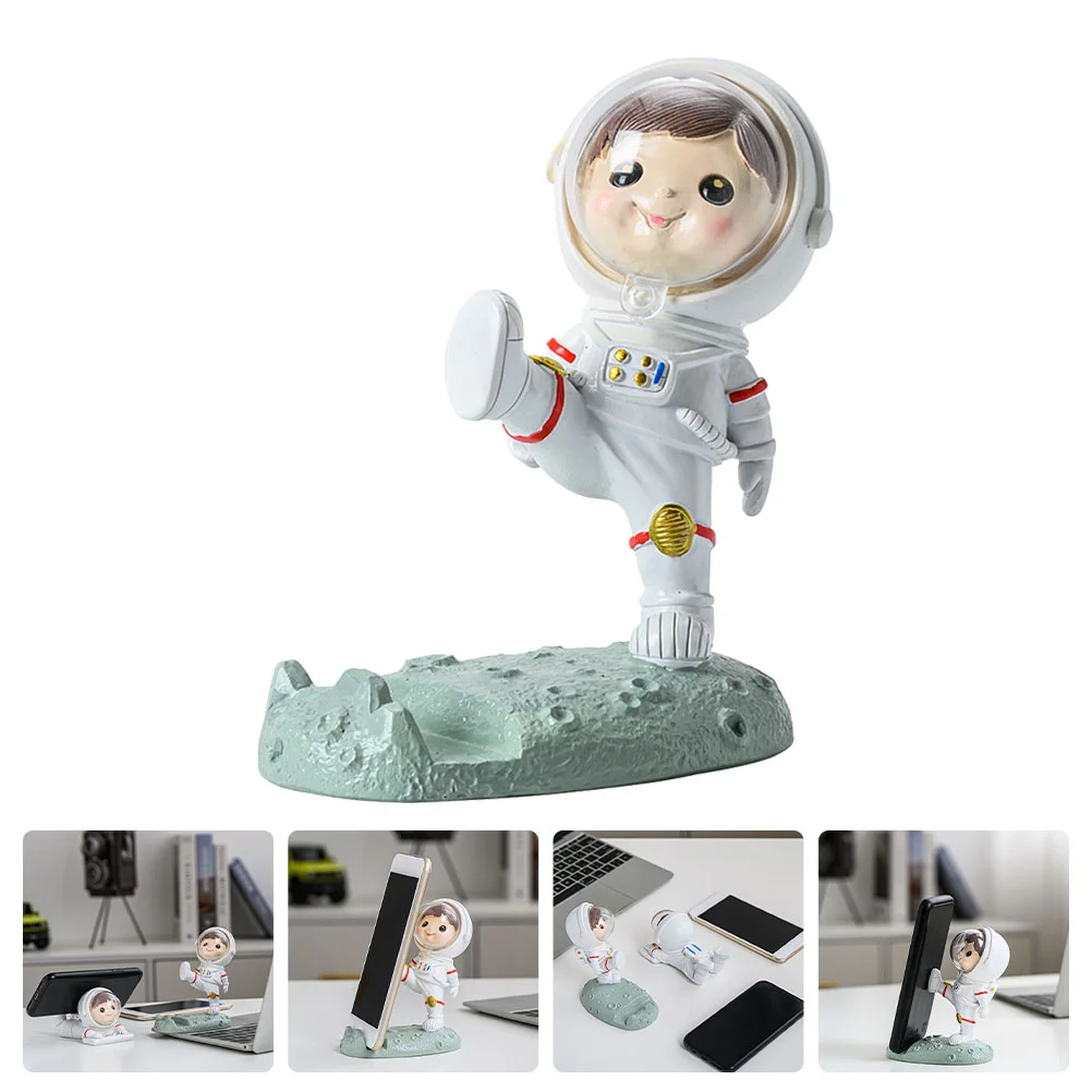 

1pc Plaster Ornament Astronaut Figurine Decor Astronaut Phone Holder for Home Office Cellphone Desk
