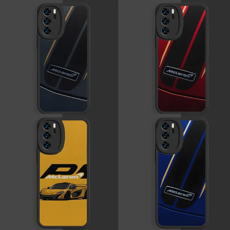 

Luxury Sports Car McLaren Phone Case Lambskin For XiaomiRedmi 10 11 13 9A 10A 11x NOTE10 11T 11E Luxury Mobile Cover