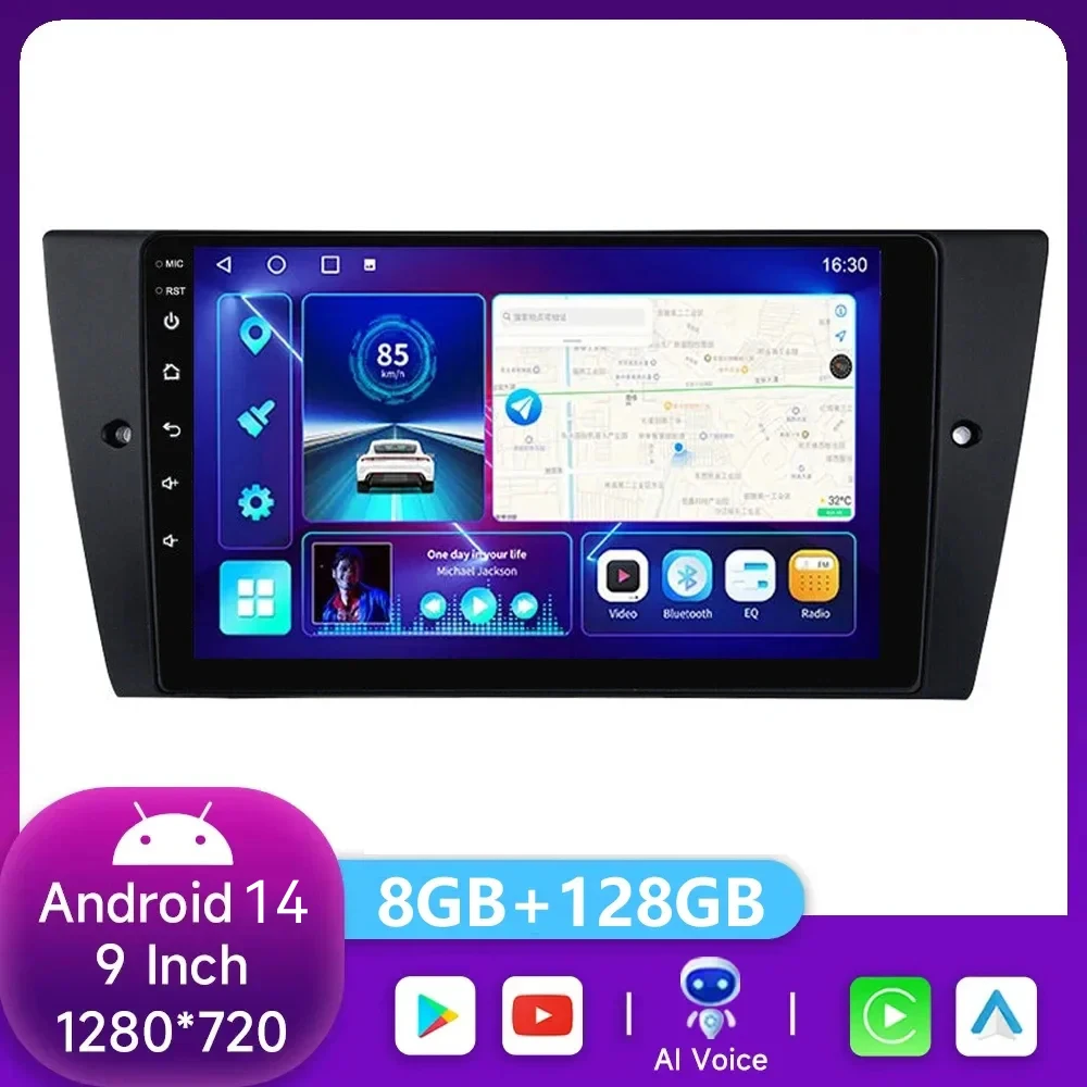 Автомобильное радио 4 Гб + 64 ГБ Android 14 для BMW E90 E91 E92 E93 3 серии беспроводной Carplay