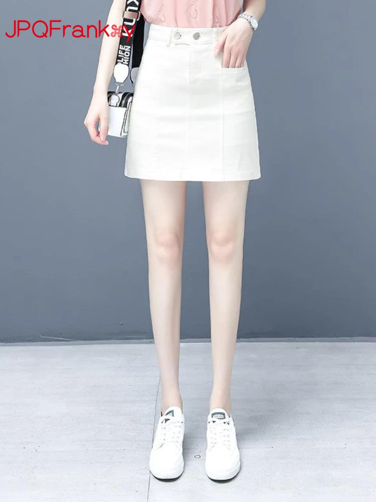 

Jeans 2022 New Summer High Waist White Skirt Thin A-shaped Skirt Skirt Skirts for Women Black Skirt Woman Skirts High Fashion