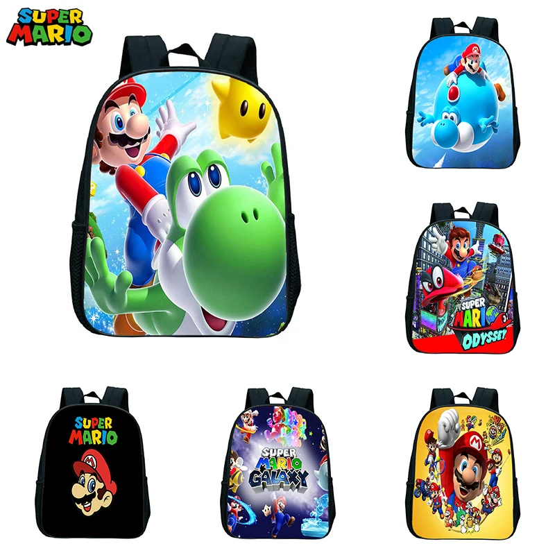 

Game Super Mario Bros Cartoon Backpacks Student Girls Boys Anime Figure Toy Luigi Yoshi 35cm Large Capacity Children's Schoolbag