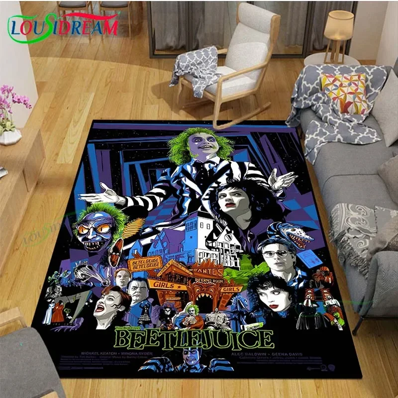 Фото Роль комедийного фильма ужасов B-Beetlejuice, ковры с принтом для гостиной, противоскользящий коврик, детские коврики для спальни, коврик для йоги, декор ковра №4