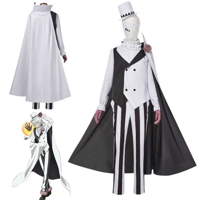 

Anime Bungo Stray Dogs Nikolai Gogol Cosplay Costumes Wig Hat Overcoat Cloak Halloween Costumes Role Play Clothing Suit Wig