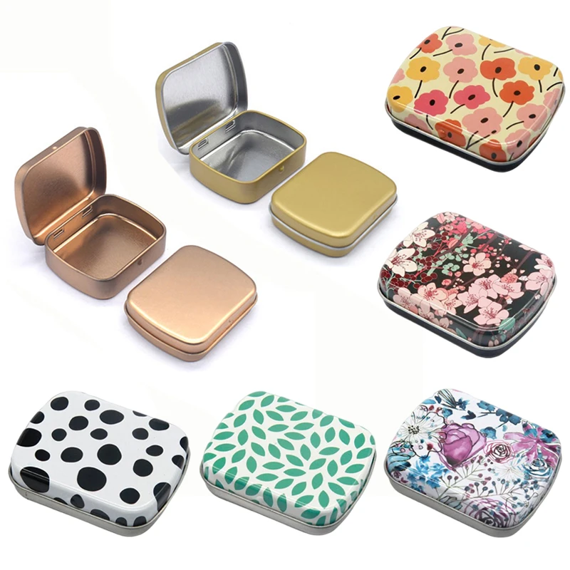 

200PC Mini Metal Hinged Tin Box Portable Small Rectangular Flip Iron Box Storage For Candy Jewelry Collect Home Party