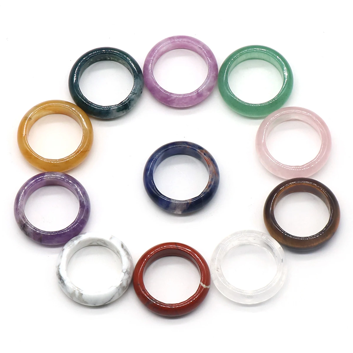 

Natural Semi-precious Stone Agate Crystal Turquoise Yellow Jade Ring DIY Jewelry Making Connector Necklace Accessories Gift