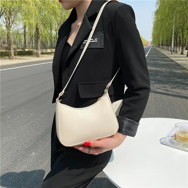 

2022 Trend New Women's Fashion Handbags Retro Solid Color PU Leather Shoulder Underarm Bag Casual Women Hobos Handbags