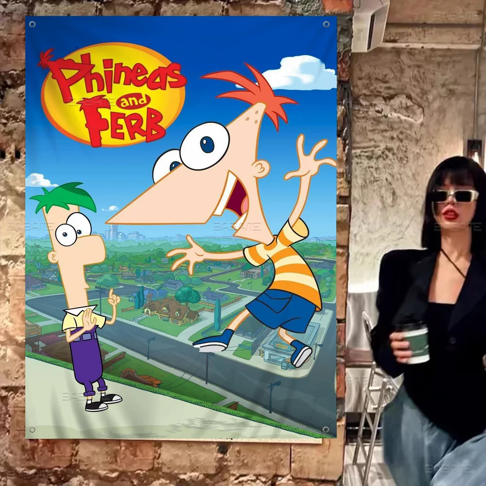 P-phineas мультфильм F-ferbs усовершенствованная печать коммерческая реклама флаг