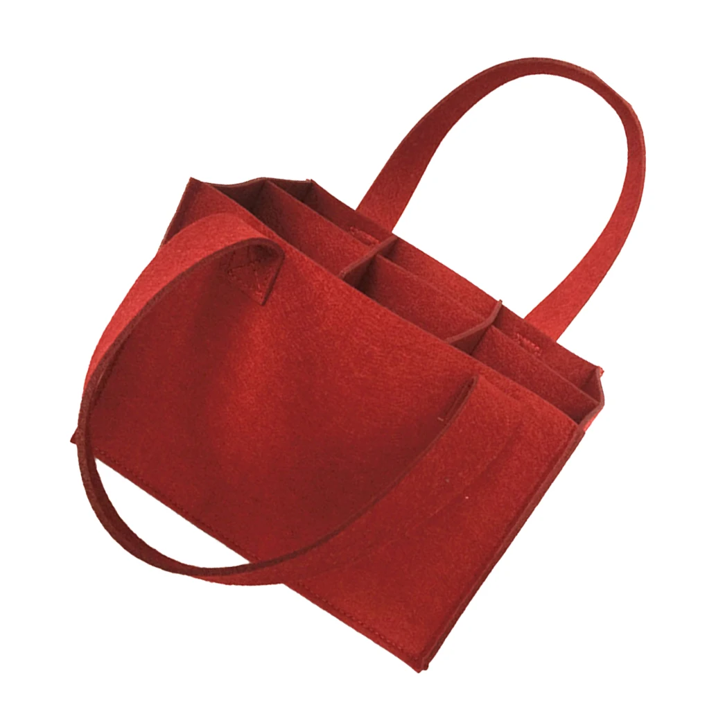 

Fashion Reusable Washable Felt Bag Wine Holder Beer Bottle Shopping Tote Bag Bottle Carrier With 6 Bottles Divider Handle Bag
