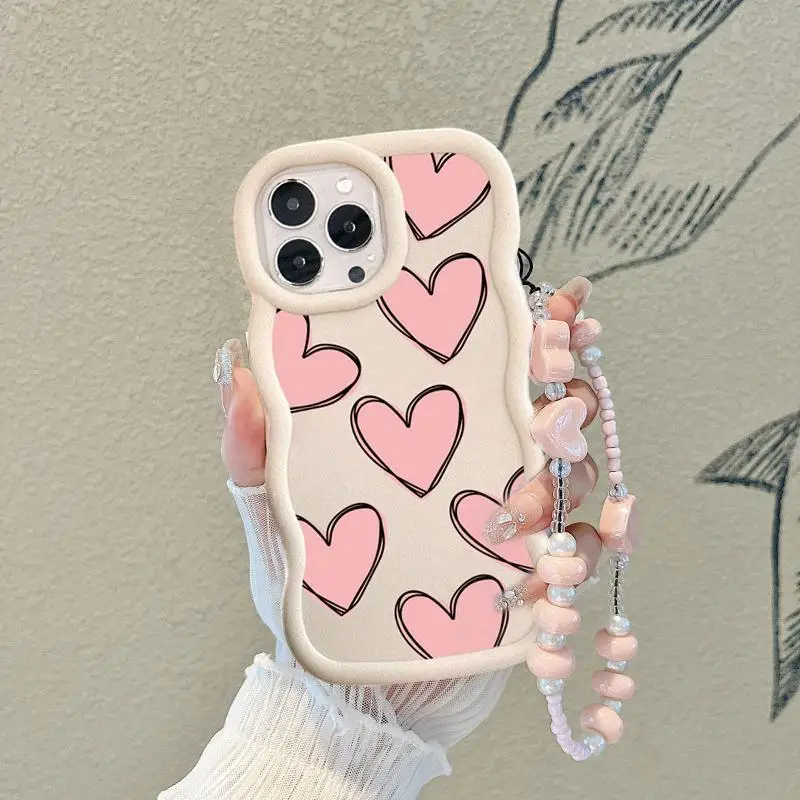 Чехол с цепочкой Love Heart для Vivo Y27 Y17s Y35 Y36 Y15s Y17 Y16 Y21 S Y91 Y11 Y12s Y91C Y33 Y02 Y20 Y30 Y20s Y12i Y22s Y50 Cover