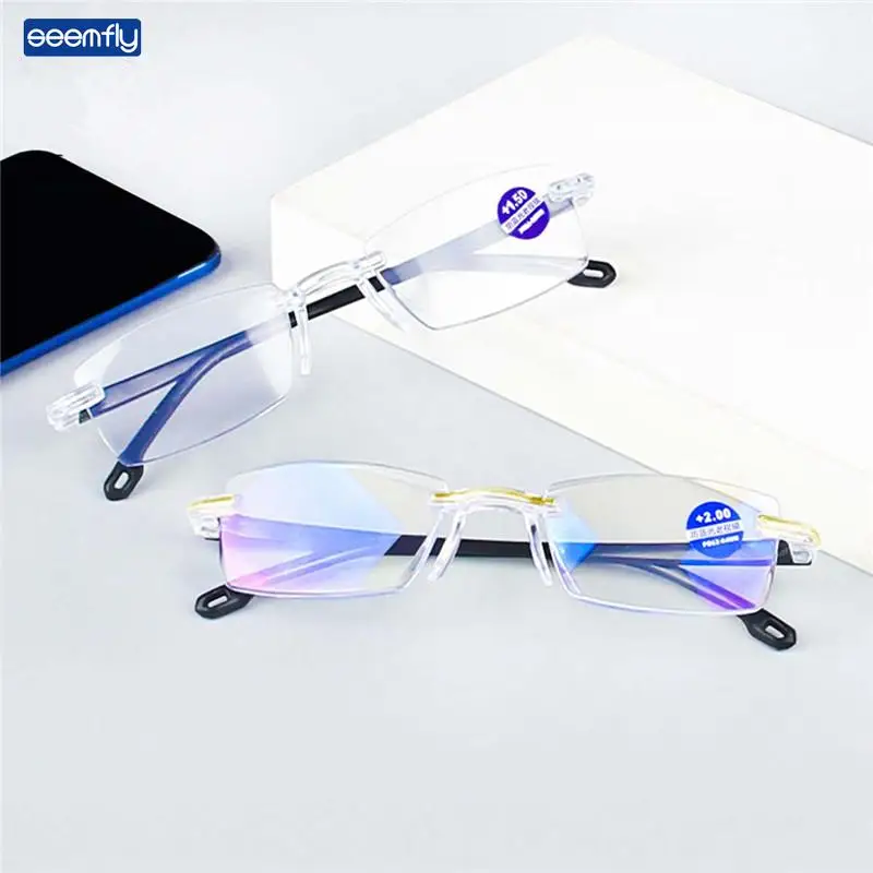 

Seemfly Men's Reading Glasses Frameless Ultra-light Glassware Anti Blue Light Presbyopia Eyeglasses With Diopters +1.0 to+4.0