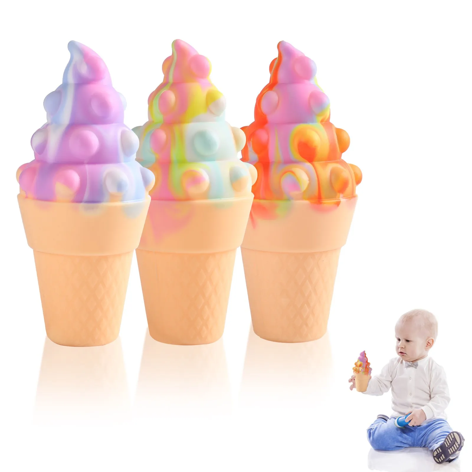 

Colorful Silicone Ice Cream Decompression Toy Irritability Relief Squeeze Children Autism Attention Diversion Relaxation Toy