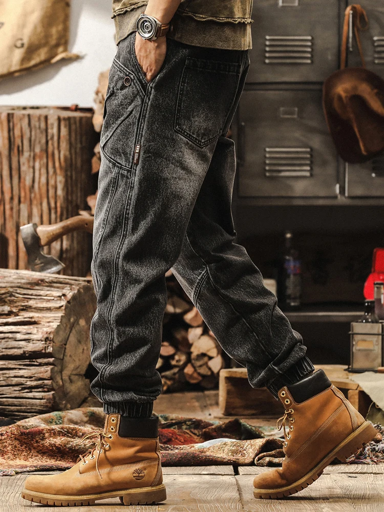 Американские тяжелые джинсы в стиле ретро мужские осенние 2024 новые свободные