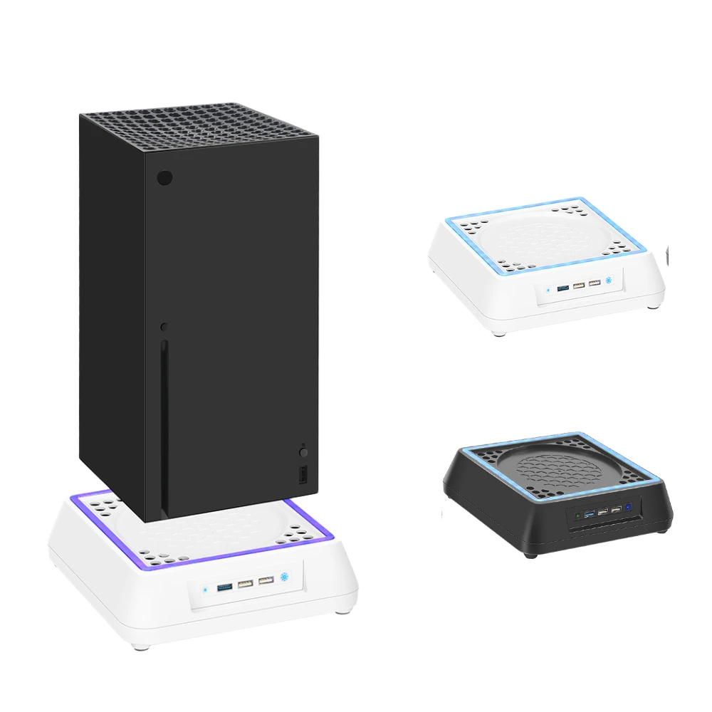 

Охлаждающая подставка для игровой консоли Xbox Series X, кронштейн с вентилятором, встроенная светодиодная Светильник ка, 3 USB-разъема