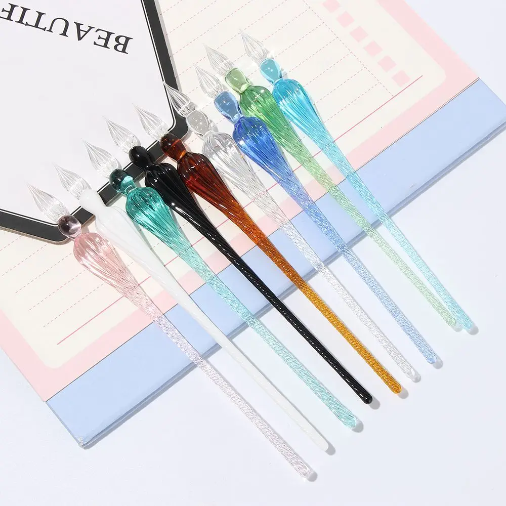 1PC Handmade Signature Dipping Calligraphy Fountain Pen Glass Dip Pen Filling Ink Painting Supplies