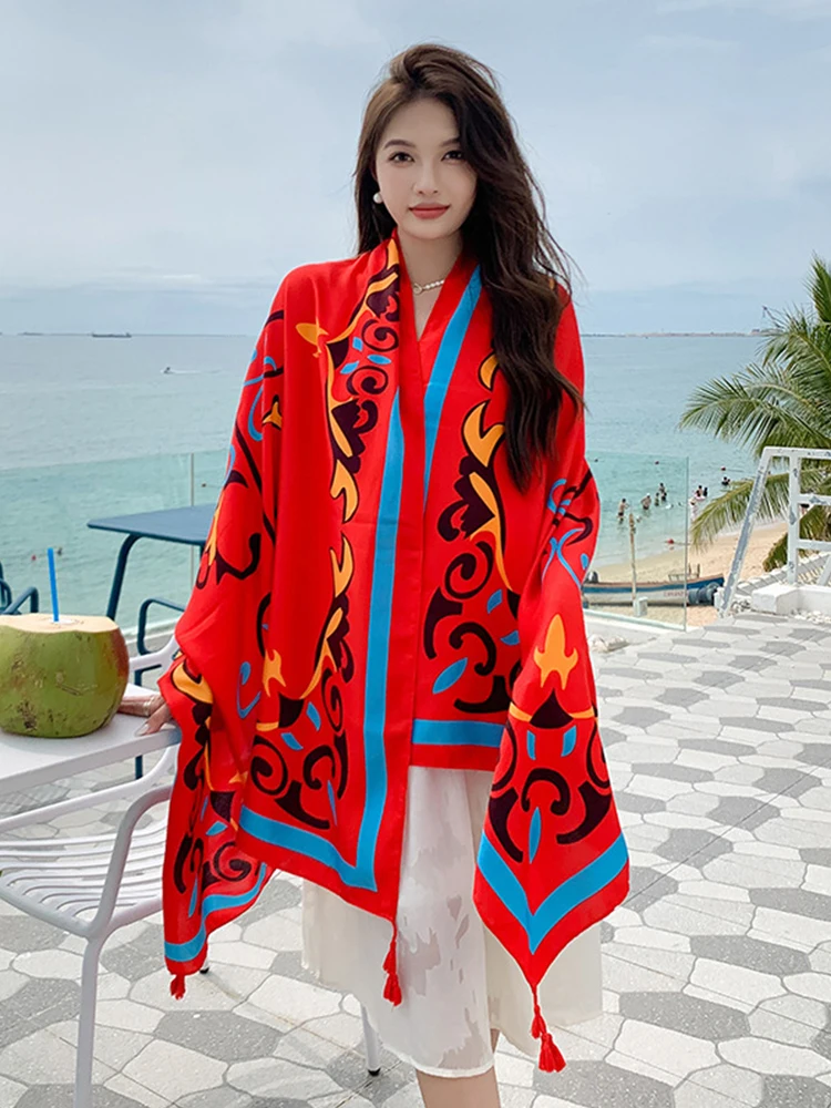 Винтажный Повседневный женский шелковый шарф для путешествий и отпуска саронг с