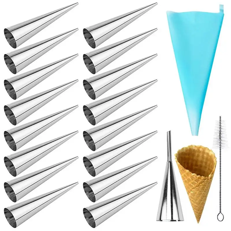 

Stainless Steel Cannoli Tubes 19pcs Stainless Steel Cone Tubular Pastry Baking Mold Set Cone Tubular Shaped Pastry Baking Mold