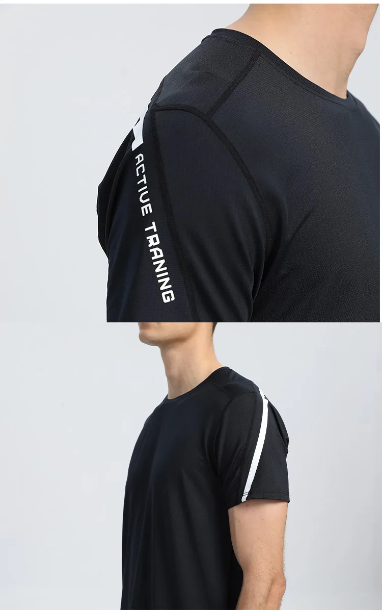 Men Quick Dry T Shirt Short Sleeve Fitness Shirt Trainer Running Gym T-shirt Sportswear Quick-Drying Tee Sports Team Man