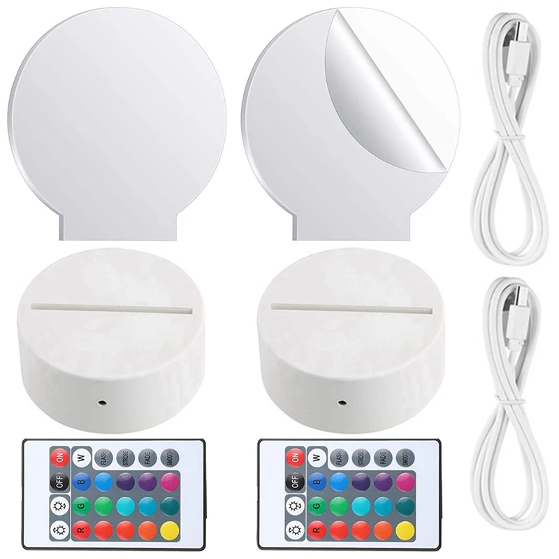 

Clear Acrylic Sheets,3D Night LED Light Lamp Bases With Remote Controls,Lamp Base Set For Bedroom Living Room Bar Cafe