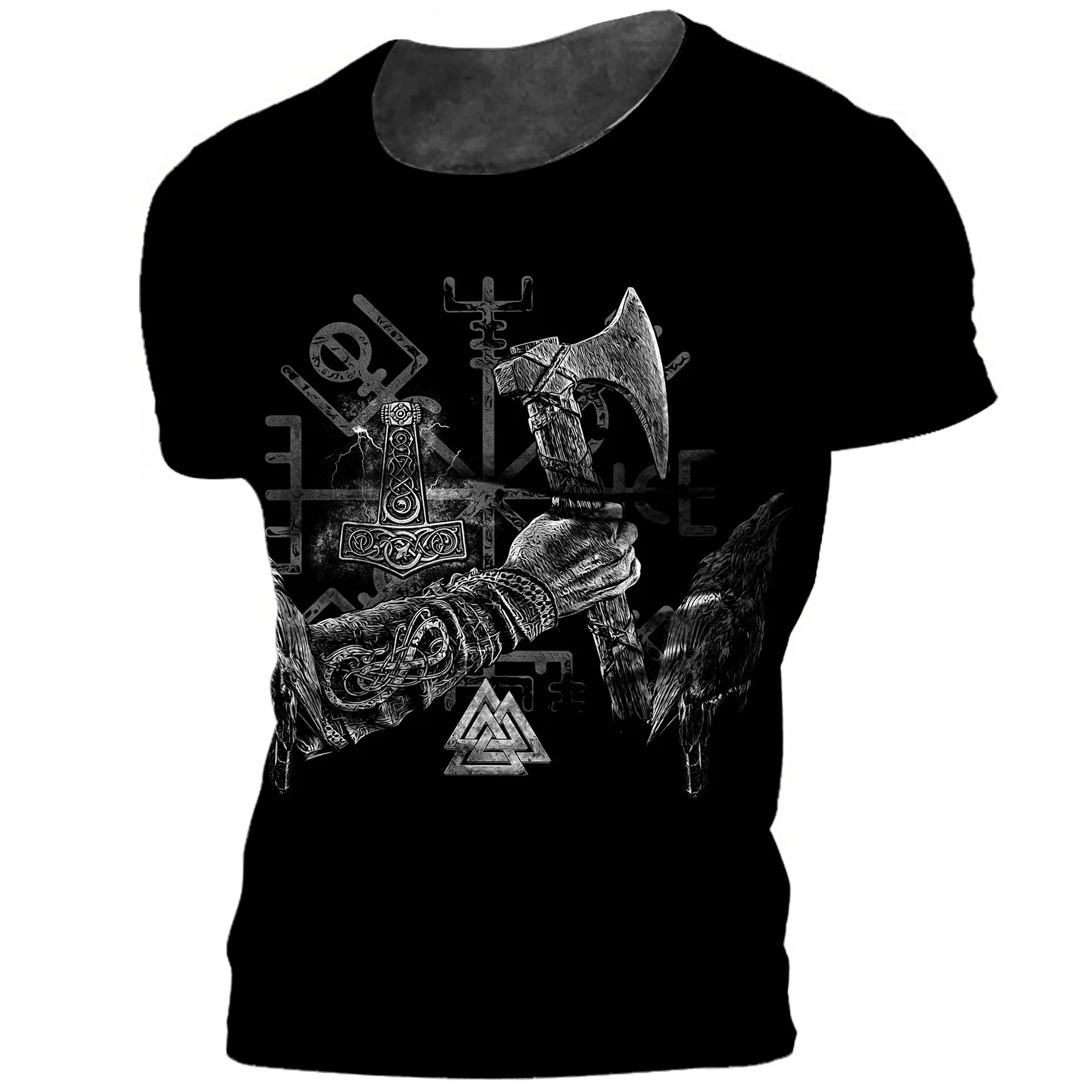 

New Mens T Shirts Vikings Print Men Tops Boys Tee Oversized T Shirts Casual Sports Streetwear Summer Clothing Short Sleeve Tops